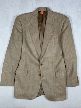 Brooks Brothers 41R Wool Silk Linen Beige/Tan Blend Sport Coat Blazer 1 Vent